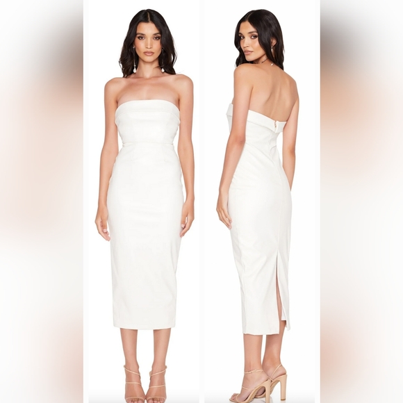 NWT- NOOKIE CLEO STRAPLESS MIDI In Ivory Sz S
